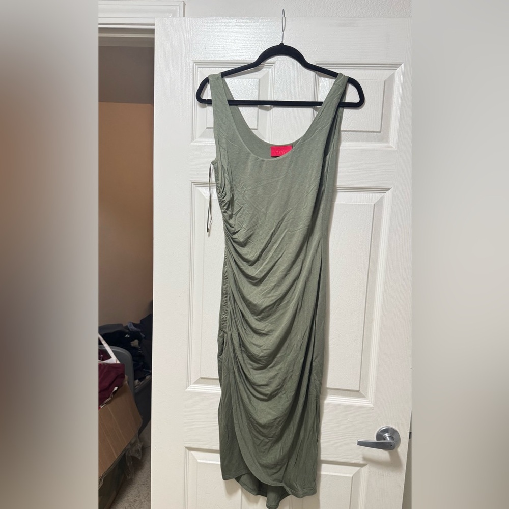 Jennifer Lopez Asymmetrical Olive Dress